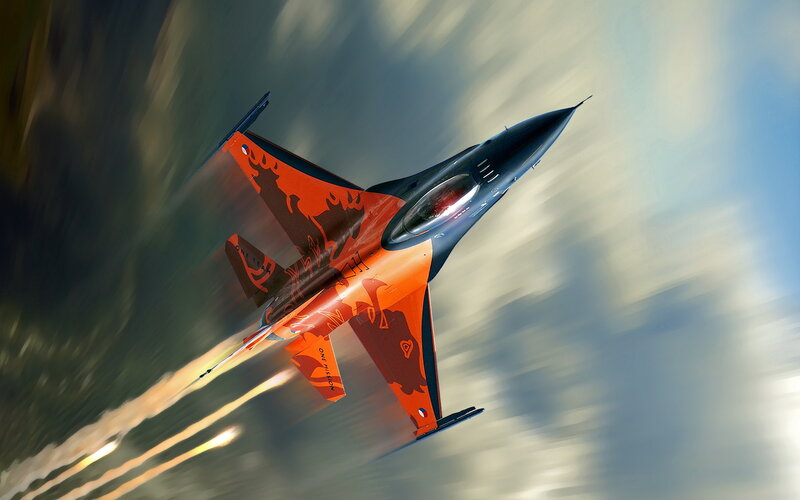 Orange and Black Jet Fighter