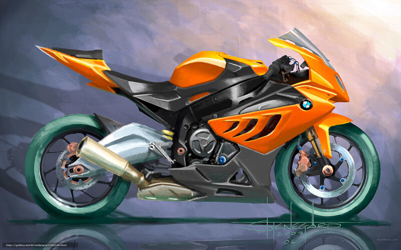 Orange and Black Motorcycle — Dramatic, Digital Art