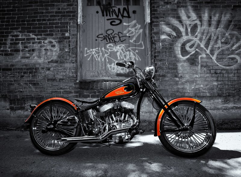 Orange and Black Motorcycle — Dramatic, Photograph, Graffiti