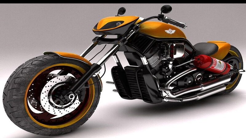 Orange and Black Motorcycle — Neutral, 3d Render