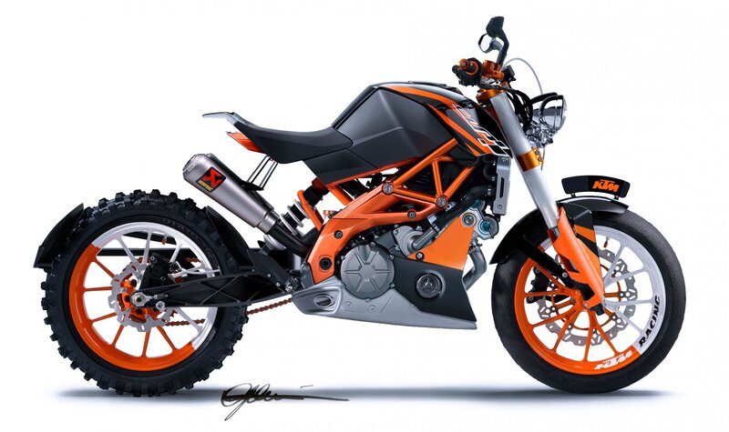 Orange and Black Motorcycle — Neutral, Digital Art