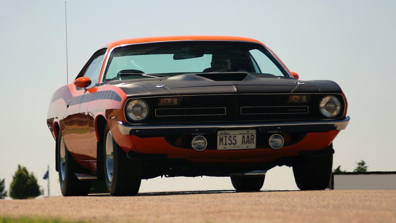 Orange and black muscle car