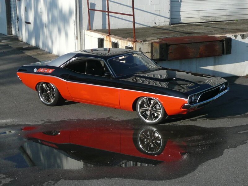 Orange and black muscle car