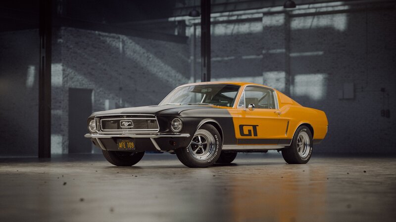 Orange and Black Muscle Car — Dramatic, Photograph
