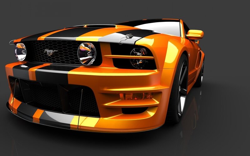Orange and Black Mustang — Dramatic, 3d Render