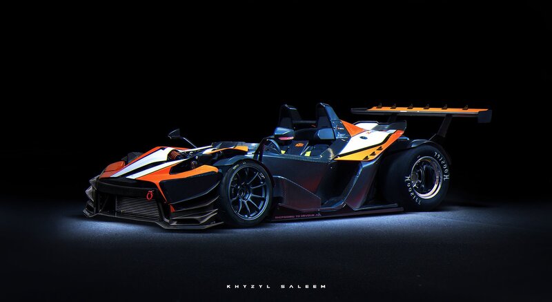 Orange and Black Race Car — Dramatic, 3d Render