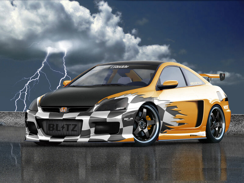 Orange and Black Race Car — Dramatic, Digital Art