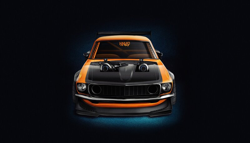 Orange and Black Race Car — Dramatic, Night