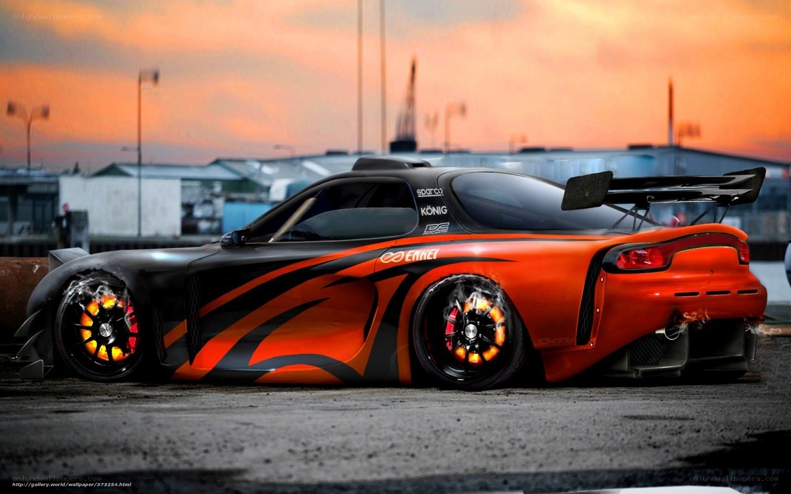 orange and black race car