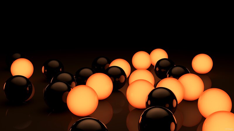Orange and Black Spheres — Dramatic