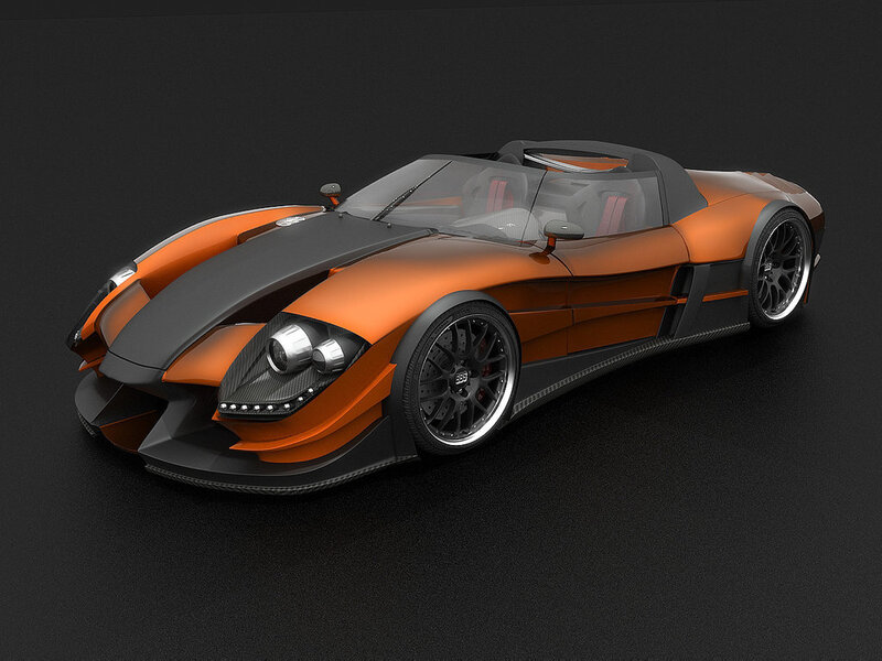 orange and black sports car