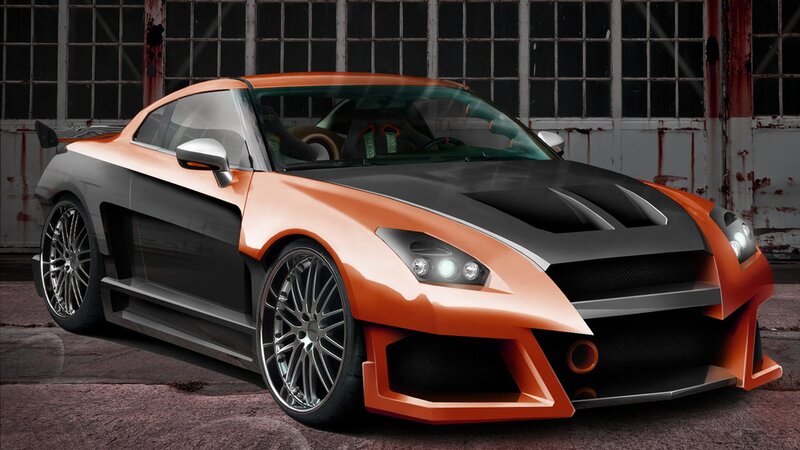 Orange and Black Sports Car — Dramatic, 3d Render