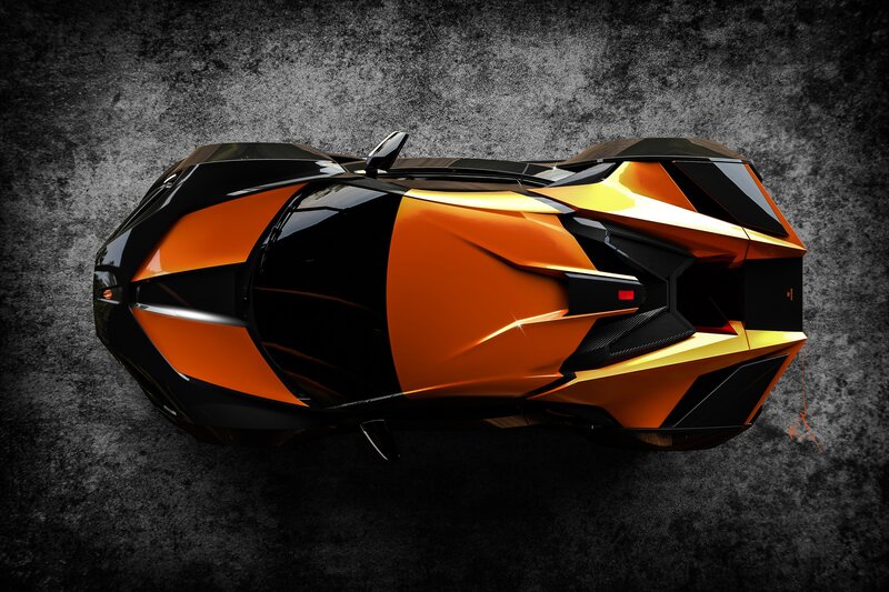Orange and Black Sports Car — Dramatic, Digital Art