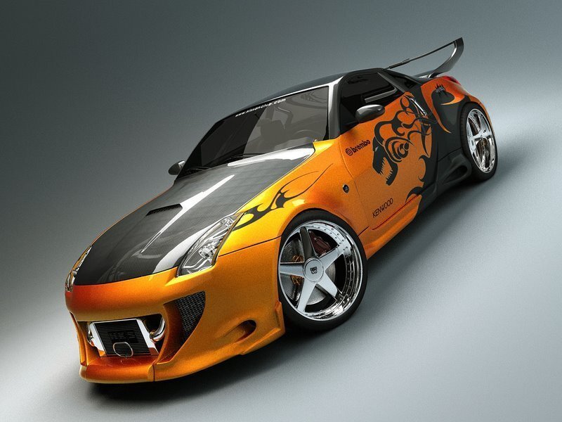 Orange and Black Sports Car — Dynamic, 3d Render