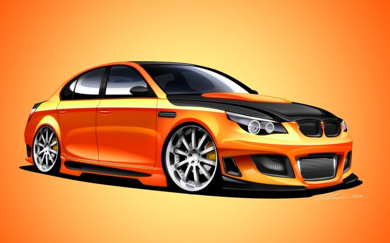 orange and black sports sedan