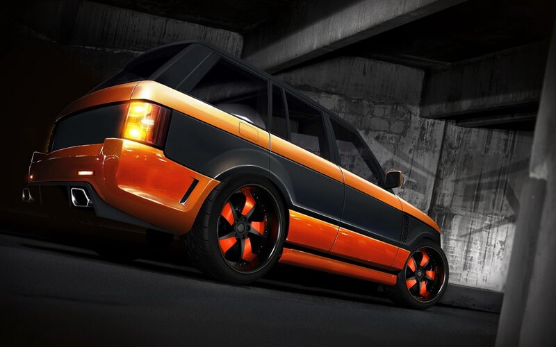 Orange and Black SUV — Dramatic, Night, 3d Render