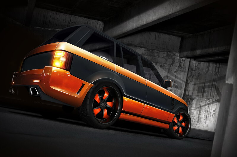 Orange and Black SUV — Dramatic, Night