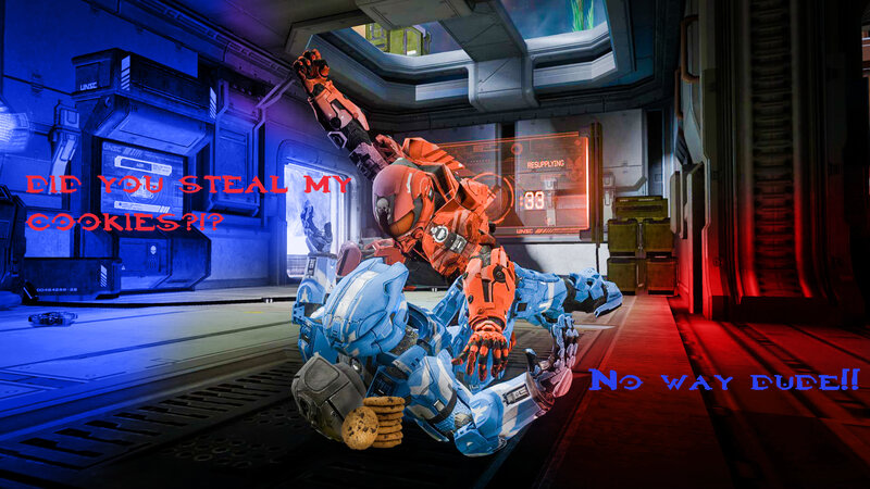 Orange and Blue Armored Figures