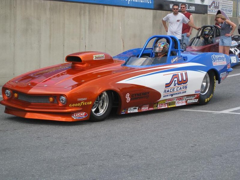 Orange and Blue Dragster
