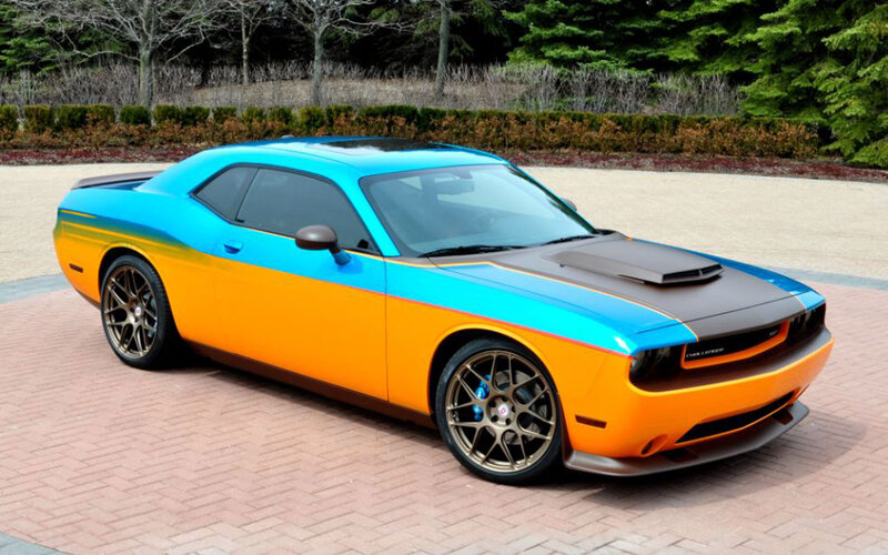 Orange and Blue Muscle Car