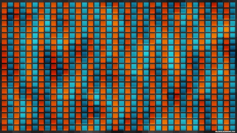 orange and blue pixel grid