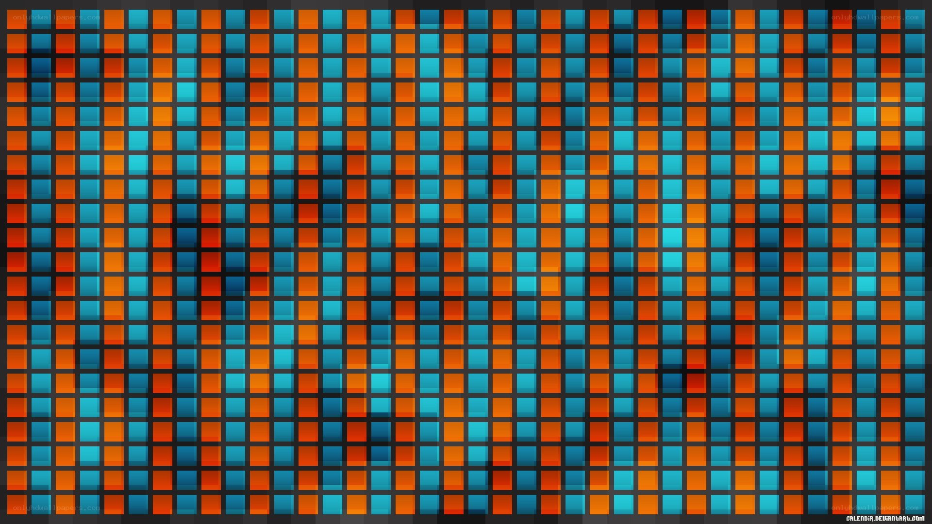 orange and blue pixel grid