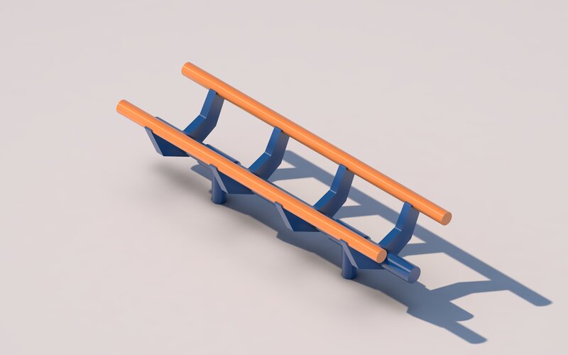 Orange and Blue Rail Structure
