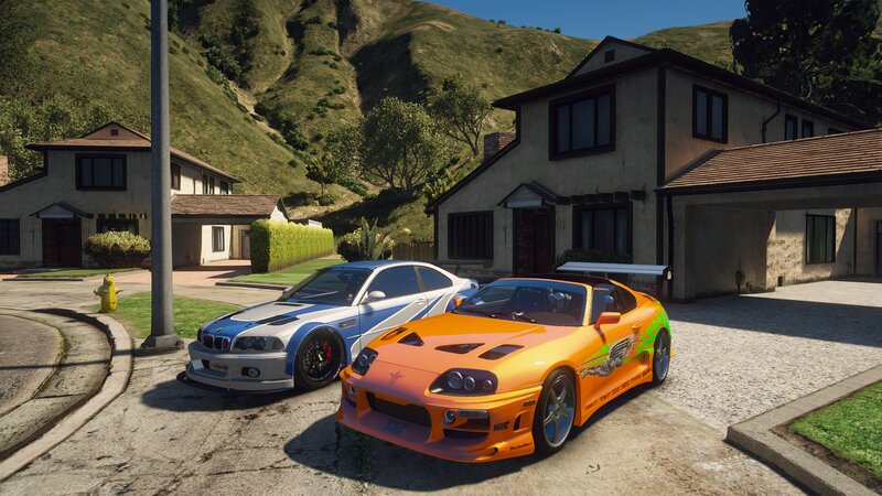 Orange and Blue Sports Cars — Calm
