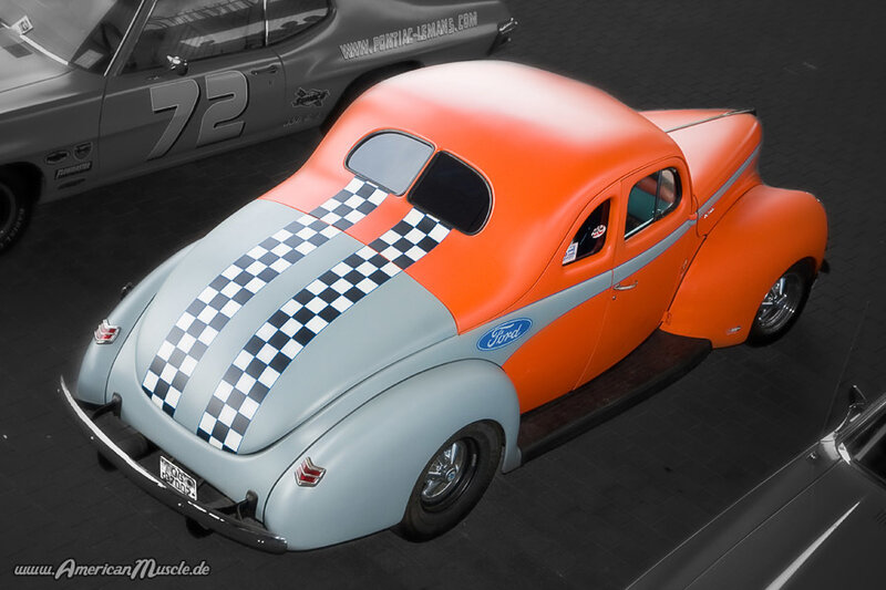 Orange and gray vintage race car