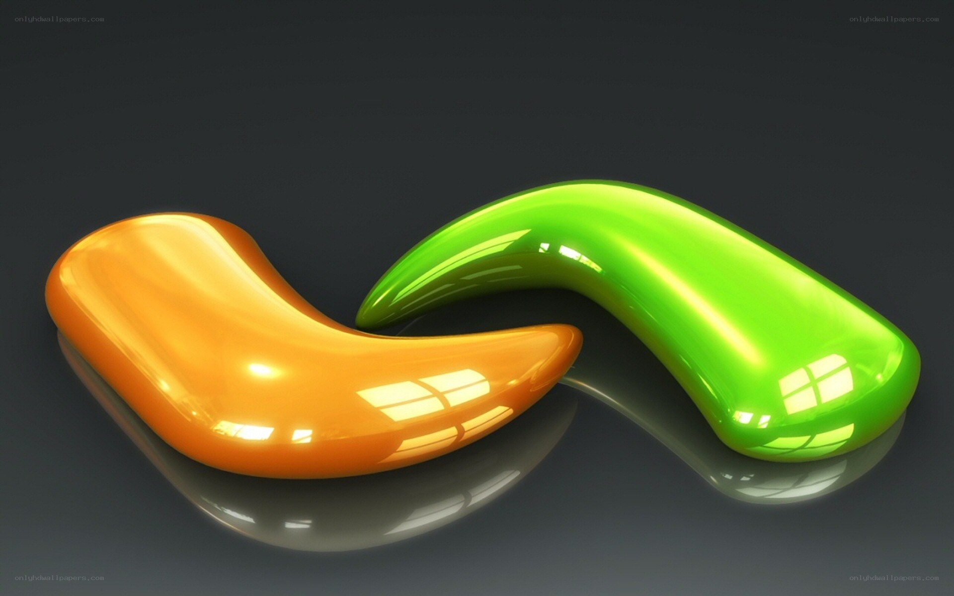 Orange and green abstract shapes