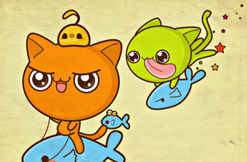 Orange and Green Cats