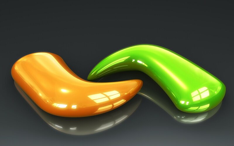 Orange and Green Shapes — Neutral, 3d Render