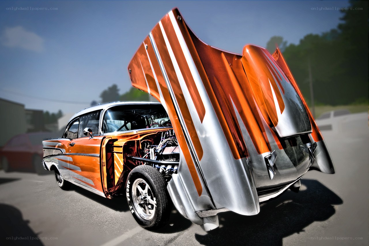 Orange and silver custom hot rod