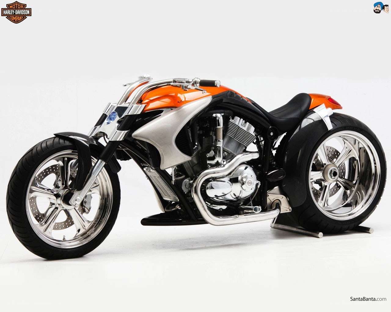 Orange and silver custom motorcycle
