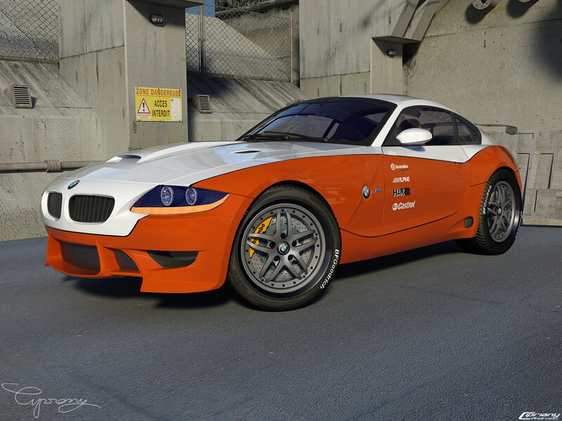 orange and white BMW race car