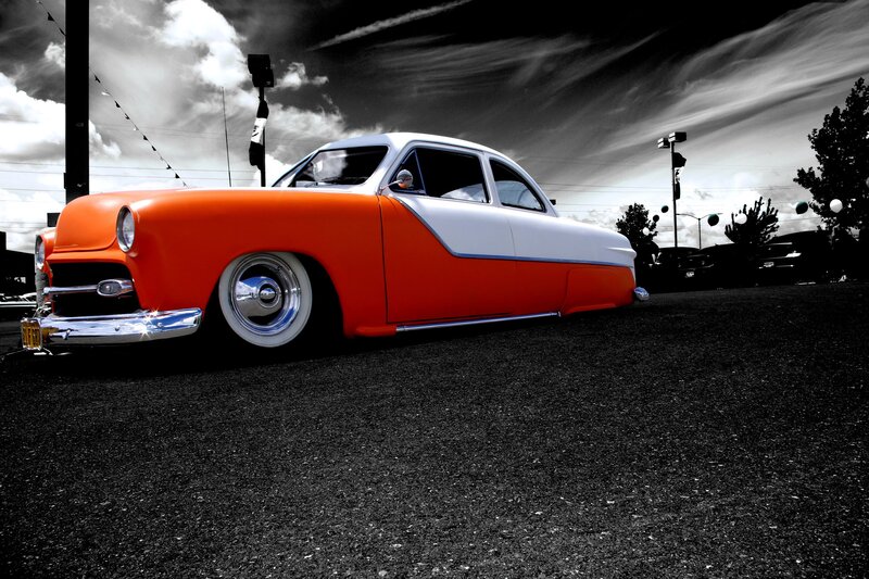 Orange and White Car — Dramatic