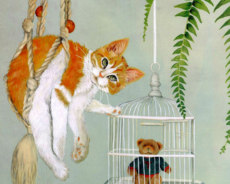 Orange and White Cat — Calm, Illustration