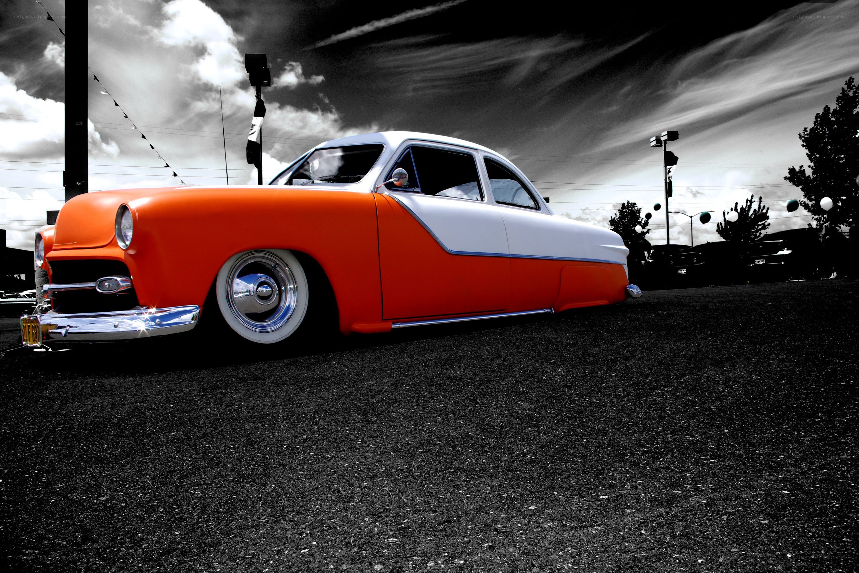 Orange and white classic car