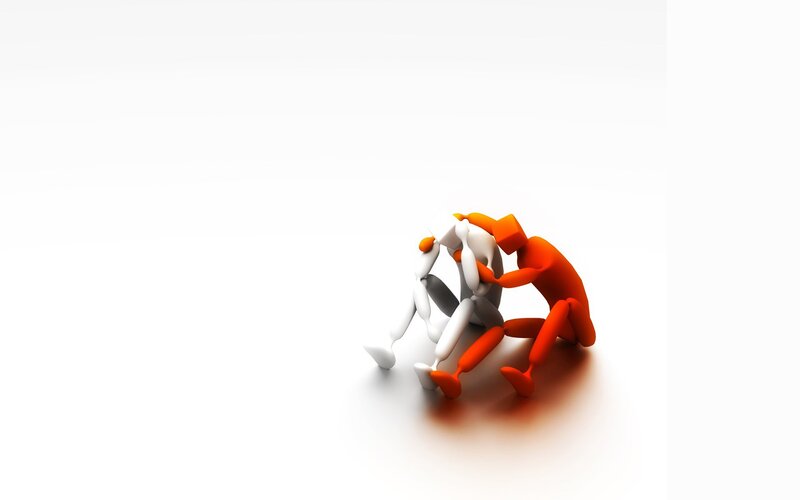 Orange and White Figures