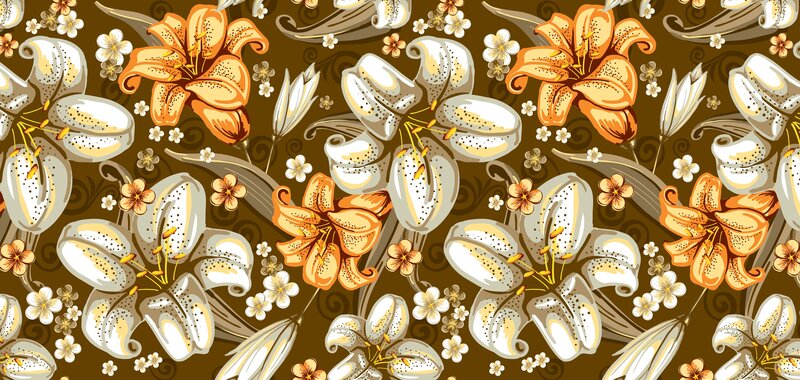 Orange and White Lilies — Brown