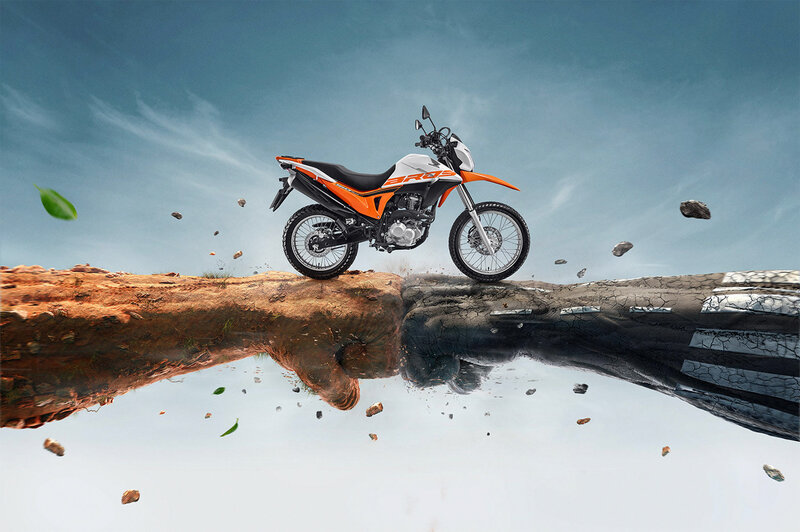 Orange and White Motorcycle — Dramatic