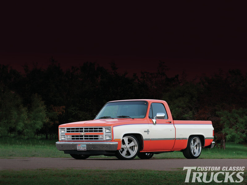 Orange and White Pickup Truck — Dramatic, Sunset