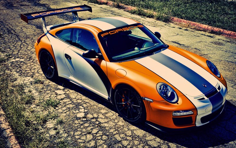 Orange and White Porsche