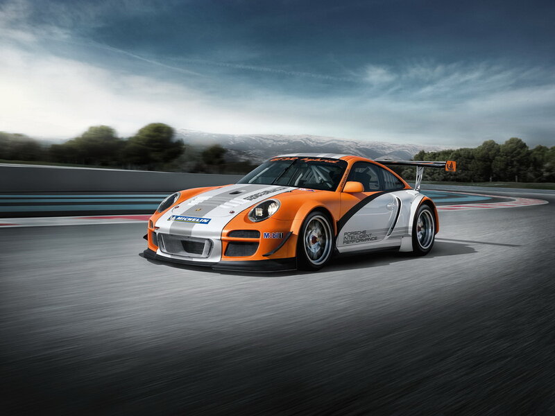 Orange and White Race Car — Dynamic, Afternoon