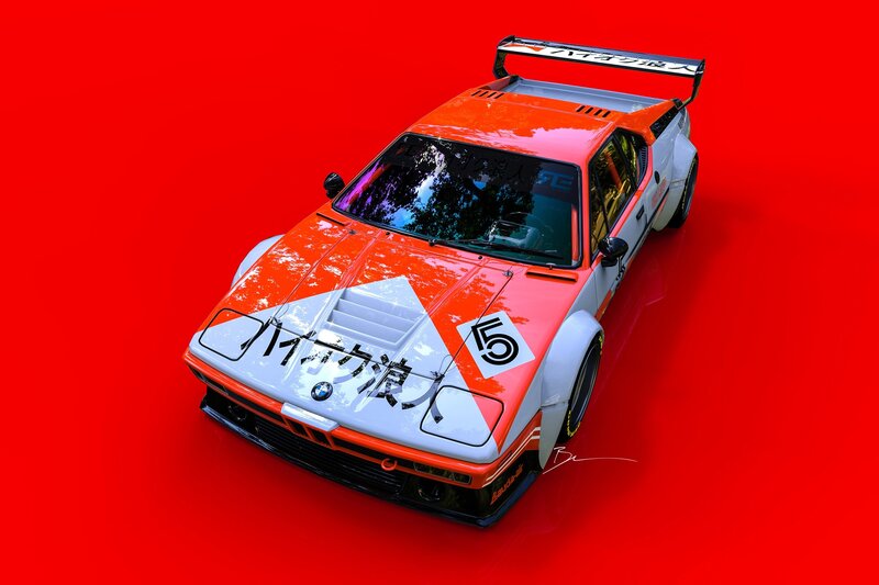 Orange and White Race Car — Red