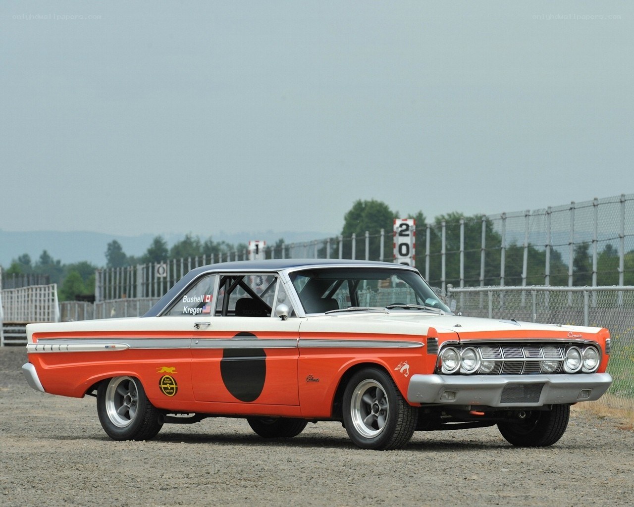 Orange and white race car