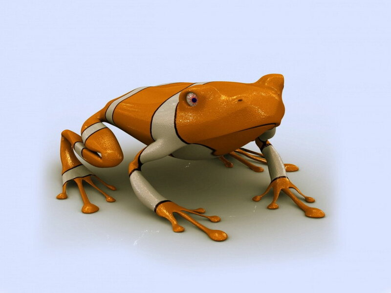orange and white robotic frog