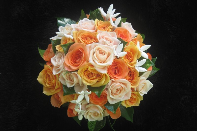 orange and white rose bouquet