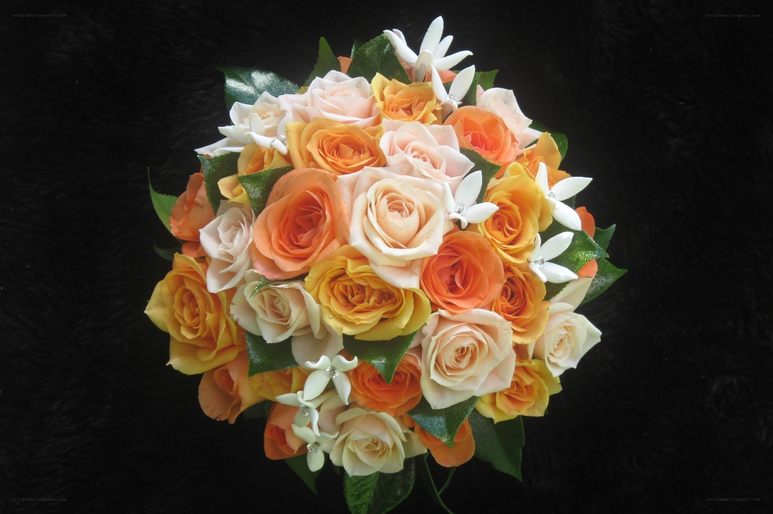 orange and white rose bouquet