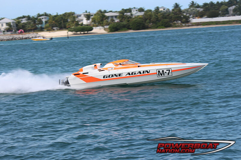 Orange and White Speedboat — Blue